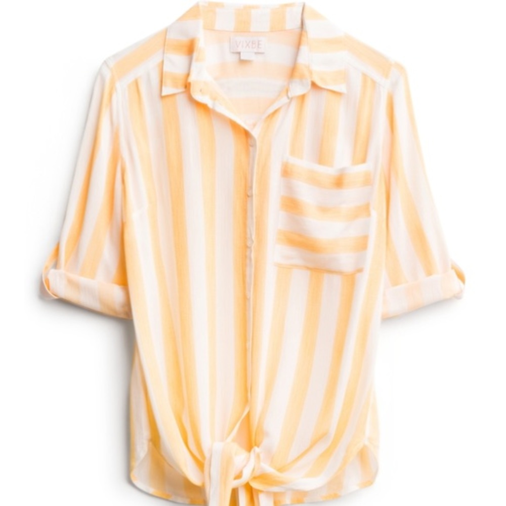 Vixbe Striped Tie Front Top